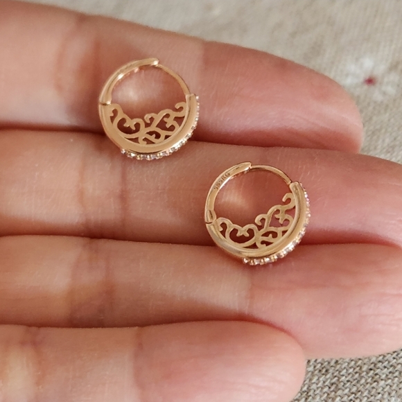 Jewelry New 14k Gold Plated Diamond Hoop Earrings For Women Poshmark